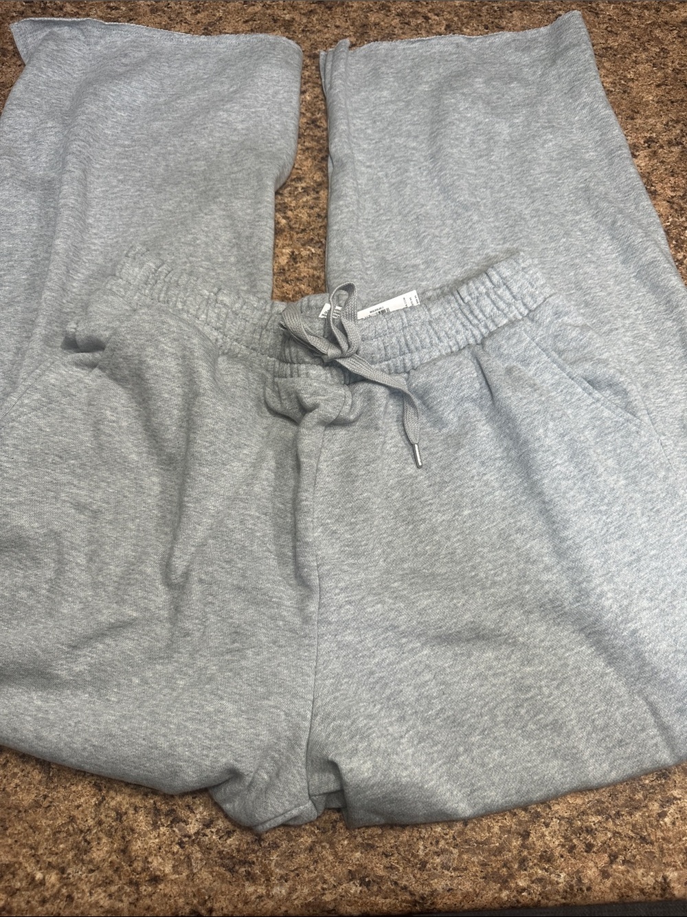 NWT VICTORIA SECRET PINK SPLIT HEM FLARE SWEATPANTS LARGE LONG TALL GRAY